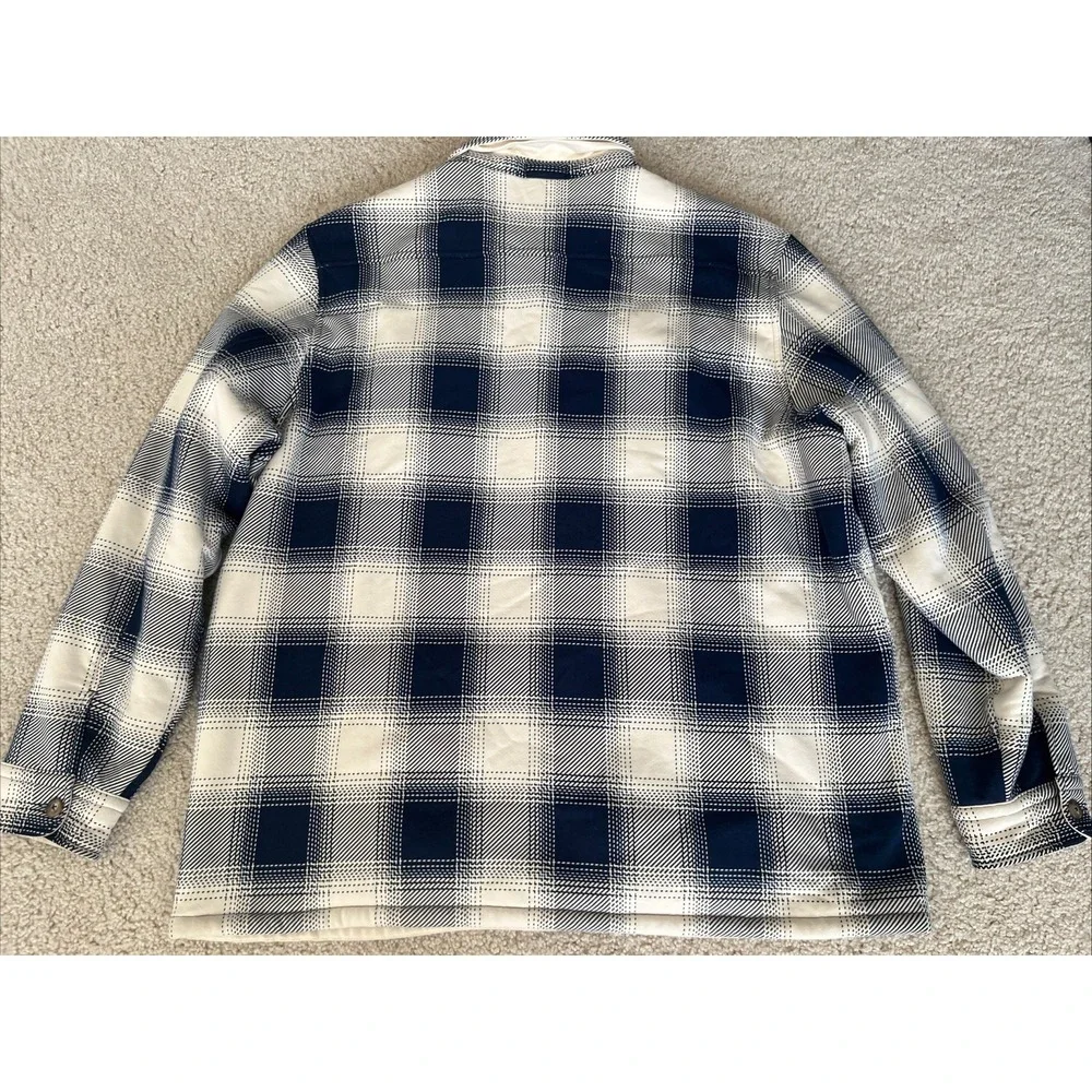 Polo Ralph Lauren Sherpa Lined Flannel Overshirt Jacket Mens 2XL Plaid Navy